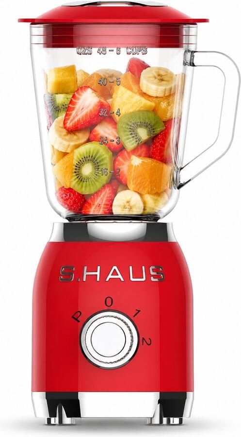 Swiss Haus BL1915 Blender – 1.5L Glazen Kan 2 Snelheden + Pulse Functie 600W Smoothie Maker – Retro Design Veiligheidsschakelaar – Vaatwasmachine Bestendig – Rood - Foto 1