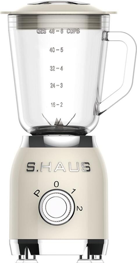 Swiss Haus BL2015 Blender – 1.5L Glazen Kan 2 Snelheden + Pulse Functie 600W Smoothie Maker – Retro Design Veiligheidsschakelaar – Vaatwasmachine Bestendig – Crème