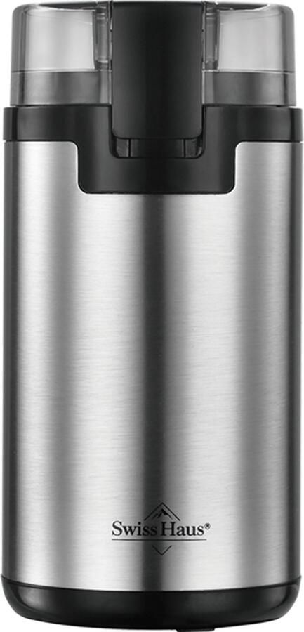 Swiss Haus CG2220 Elektrische Koffiemolen 200W – RVS Grinder voor Koffiebonen & Specerijen – 80g Capaciteit – One Touch Bediening – Veiligheidsvergrendeling – RVS