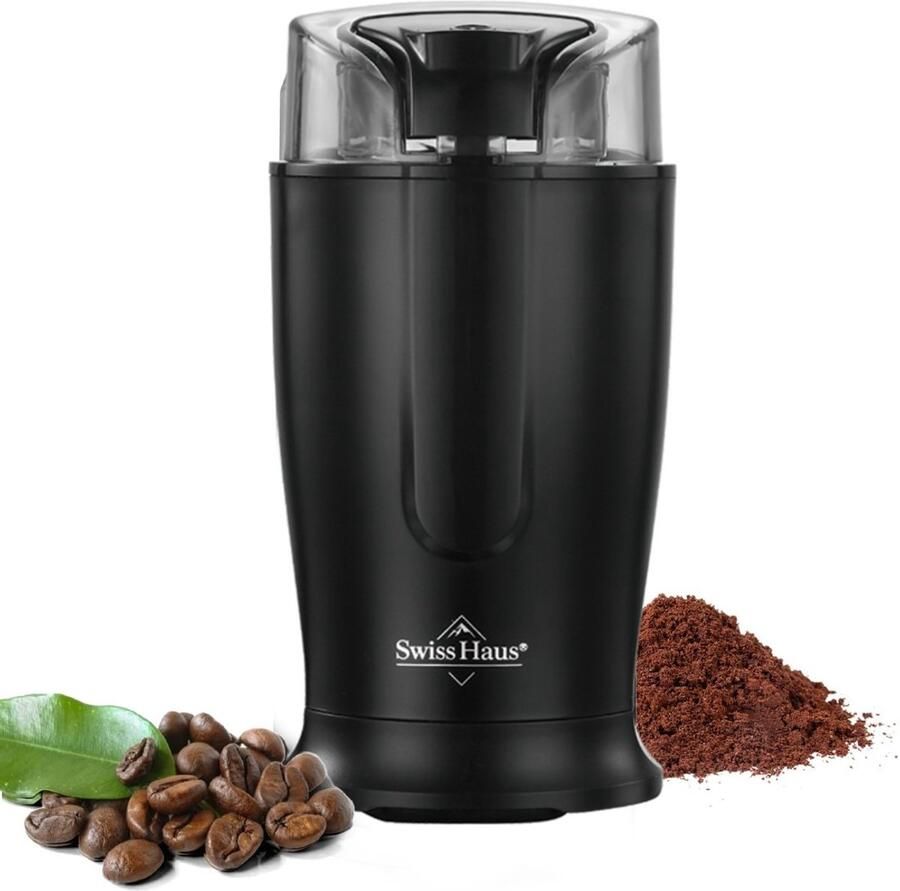 Swiss Haus CG2320 Elektrische Koffiemolen 200W – Koffiebonen & Specerijen Grinder – 70g Capaciteit – RVS Messen – One Touch Bediening – Veiligheidsvergrendeling – Zwart