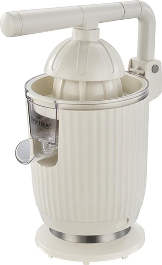 Swiss Haus CJ2014 Citruspers Elektrisch 140W – Elektrische Sinaasappelpers met Pershendel – 2 Perskegels – Verse Sinaasappelsap – Afneembare Onderdelen – Creme