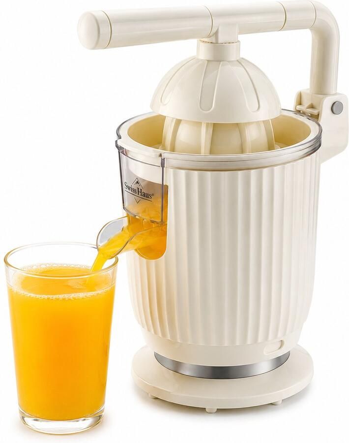 Swiss Haus CJ2014 Citruspers Elektrisch 140W – Elektrische Sinaasappelpers met Pershendel – 2 Perskegels – Verse Sinaasappelsap – Afneembare Onderdelen – Creme - Foto 2