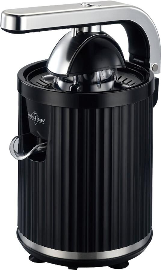 Swiss Haus CJ23 Citruspers Elektrisch 300W – Elektrisch Sinaasappelpers met Pershendel – BPA Vrij Citroenpers – 2 Perskegels – Zwart