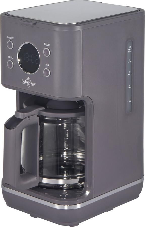 Swiss Haus CM1815 Koffiezetapparaat – 1.5L Glazen Kan – 1000W – LED Display met Timer – 10-15 Koppen Anti-Drip – Permanente & Nylon Filter – Paars Lake Geneva Collection