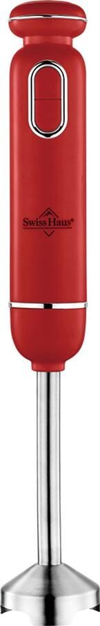 Swiss Haus HB19 Staafmixer 600W Handblender met Turbo Functie – Retro Design – Afneembare RVS Staaf – Krachtige Motor – Smoothie Mixer – Rood