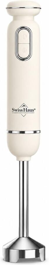 Swiss Haus HB20 Staafmixer 600W Handblender met 20 Snelheden + Turbo Functie – Retro Design – Afneembare RVS Staaf – Creme