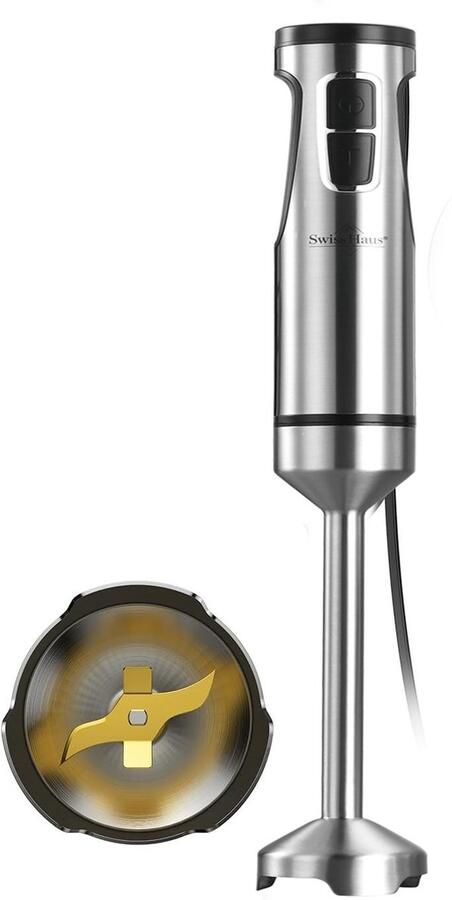 Swiss Haus HB22 Staafmixer 1500W – RVS Handblender met 12 Snelheden + Turbo – Titanium 4-bladenmes – RVS