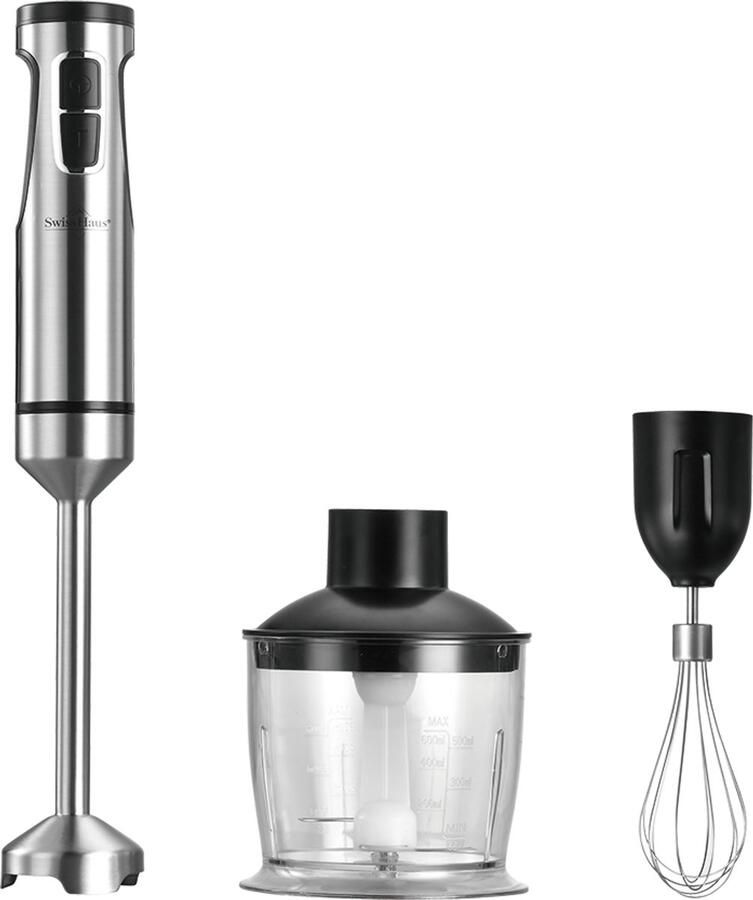 Swiss Haus HBS22 3-in-1 Staafmixer 1500W – RVS Hadnblender + Hakmolen 600ml + Klopper – 12 Snelheden + Turbo – Titanium 4 Bladenmes – Zermatt Glacier Collection - Foto 2