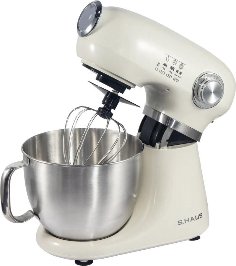 Swiss Haus Keukenmachine – Keukenrobot 1000W – 5L RVS Mengkom – 12 Snelheden – Keukenmixer met Deeghaak Klopper en Garde – Crème