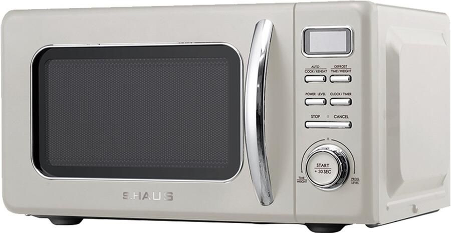 Swiss Haus MW20 Magnetron Vrijstaand 20L – 700W Digitale Solo Microgolfoven – Retro Microwave Vintage Design – Auto Cook & Ontdooifunctie – 11 Verwarmingsstanden Beige