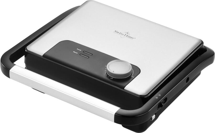 Swiss Haus PG2229 Panini Grill 2000W – 29 x 24 cm Contact Grill & Tosti Apparaat – PFAS Vrij Antiaanbaklaag – Groot Grilloppervlak – Croque Monsieur Toestel Met Temperatuurregeling – Grill Apparaat Tosti Ijzer – Zwart