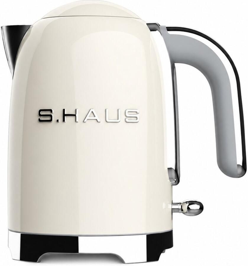 Swiss Haus SWK2027 Waterkoker 1.7L 2200W – Retro Design – Kalkfilter – 360° Draaibare Basis – Kalkfilter Creme