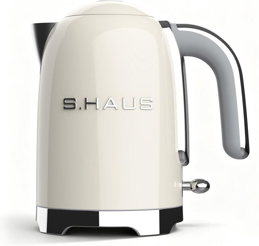 Swiss Haus SWK2027 Waterkoker 1.7L 2200W – Retro Design – Kalkfilter – 360° Draaibare Basis – Kalkfilter Creme