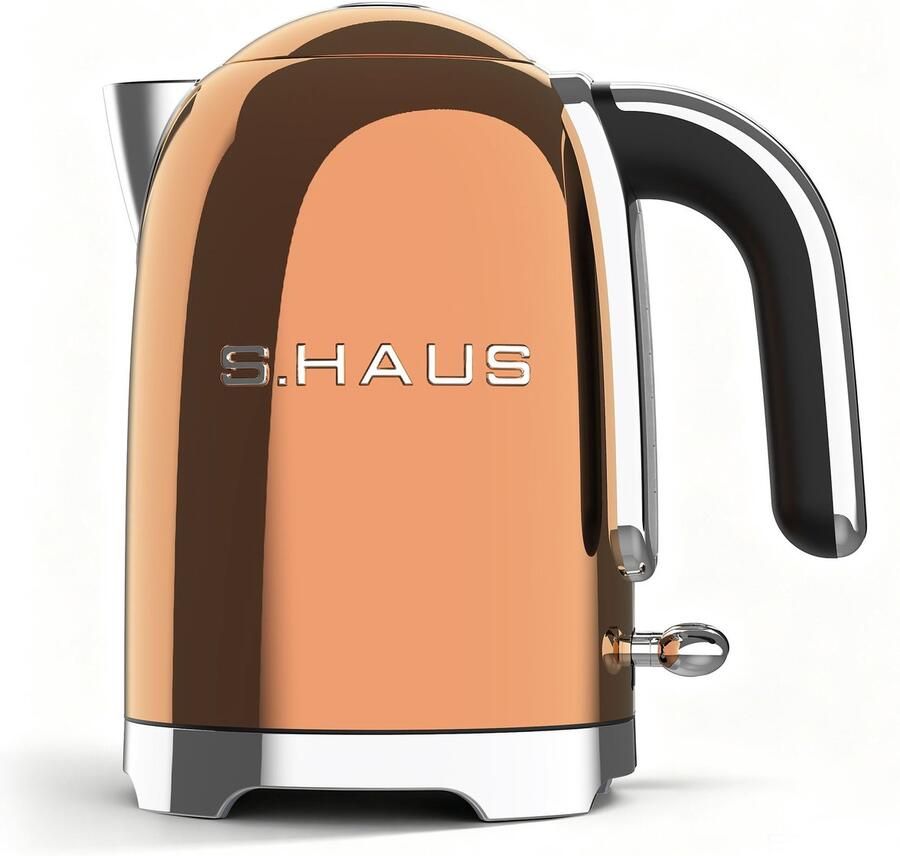 Swiss Haus SWK2127 Waterkoker 1.7L 2200W – Retro Design – Kalkfilter – 360° Draaibare Basis – Kalkfilter Koper