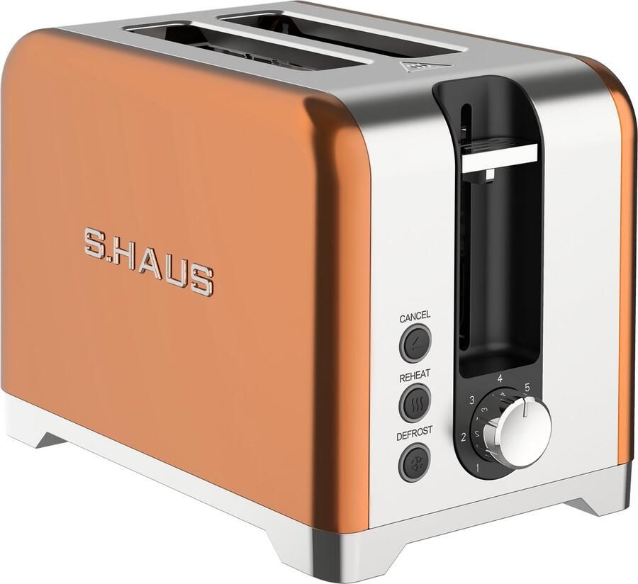 Swiss Haus TO2120 Broodrooster Toaster 7 Warmteniveaus Retro Design 2 Extra Brede Sleuven BPA Vrij 930W Retro Design Koper