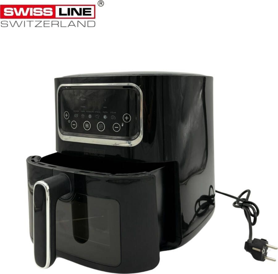 Swiss line switzerland Airfryer XXL Heteluchtfriteuse Zwart Digital Touchscreen 2400W 8 Liter