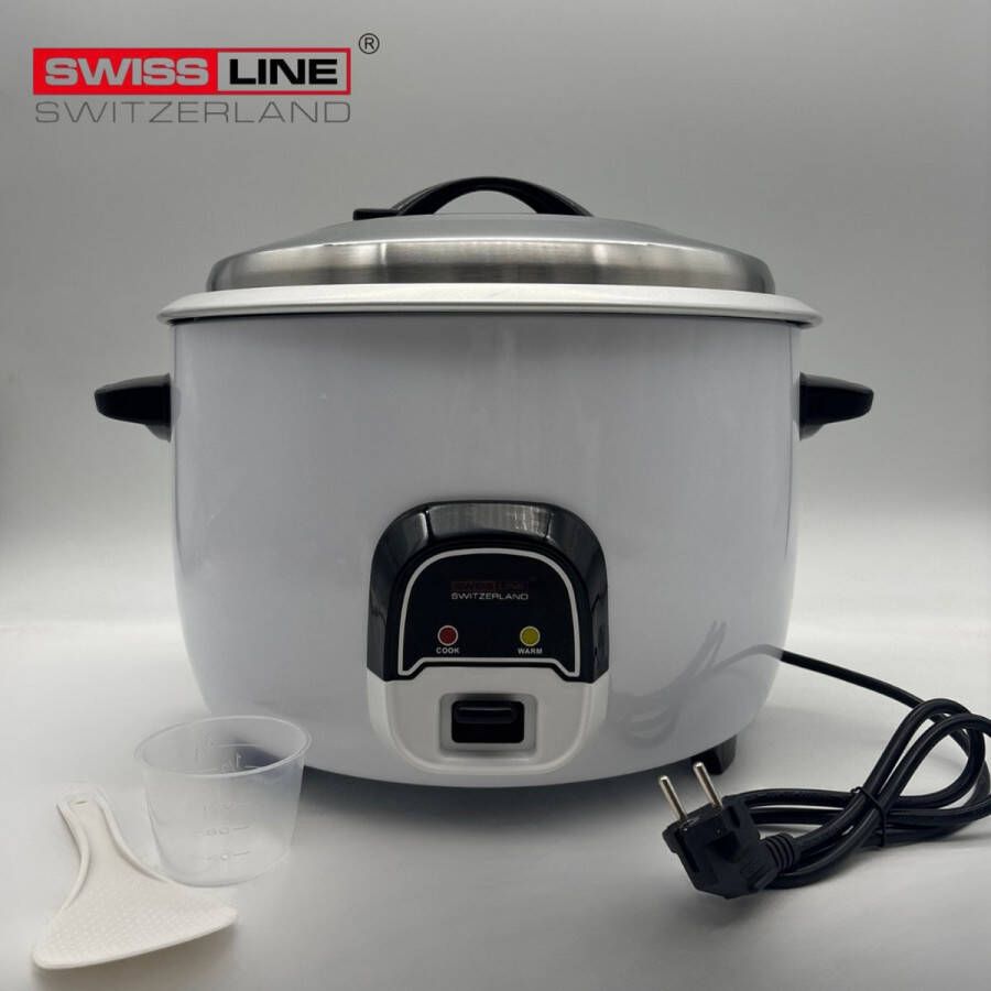 Swiss line switzerland Rijstkoker 4 5L- 18-20 personen Warmhoudfunctie + Met lepel en maatbeker WIT