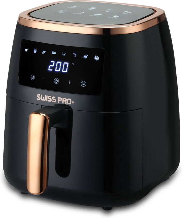 Swiss Pro+ Airfryer SP-AF6.5L.BG airfryer XXXL Intelligente Heteluchtfriteuse Digitaal- 6.5 L XXXL 1500W Black