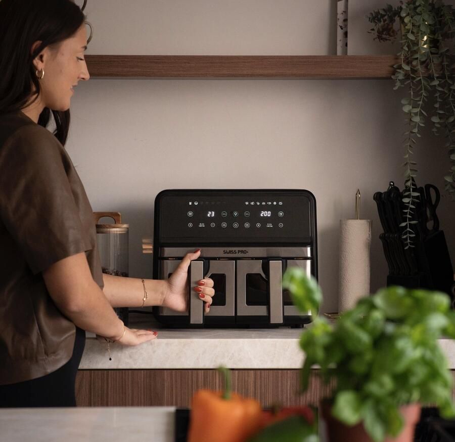 Swiss Pro+ Dubbele Airfryer Heteluchtfriteuse XXL Airfryer twee Kookvakken 8 Liter 2400 Watt Dual Zone Technologie Classic Edition Rose Gold Model 2022 SPAF8L2G - Foto 2