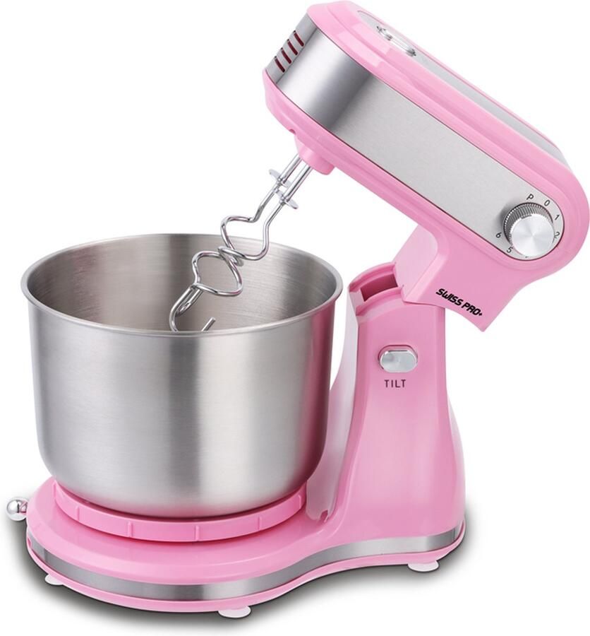 Swiss Pro+ Keukenmachine 3.5LKrachtige Keukenrobot 3.5L 300W Roze Pink 3.5 LiterSP-SM3.5P KEUKENMACHINE Roze 3.5L