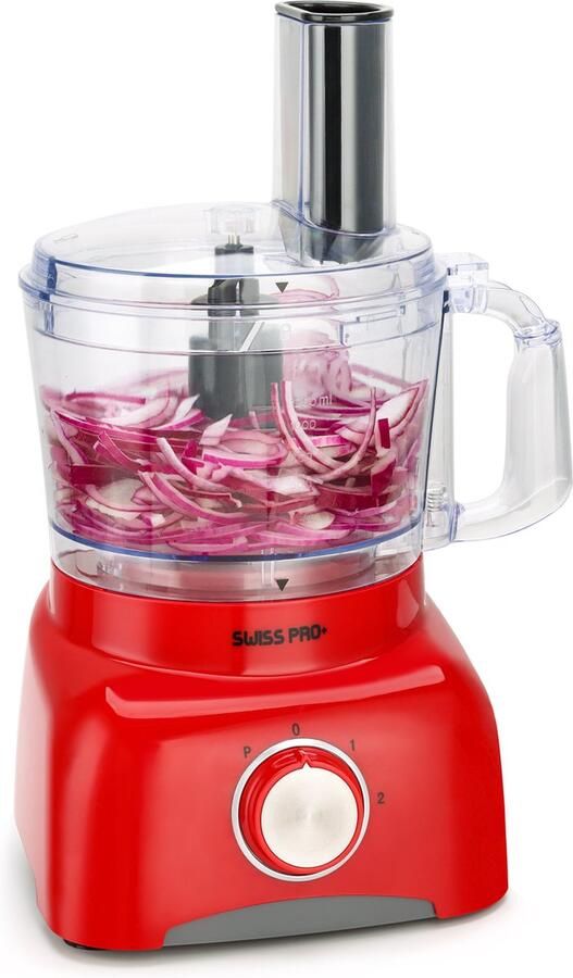 Swiss Pro+ Krachtige SP800 Retro Foodprocessor 1.2 Liter 13 Delig Inclusief accessoires Imperial Red