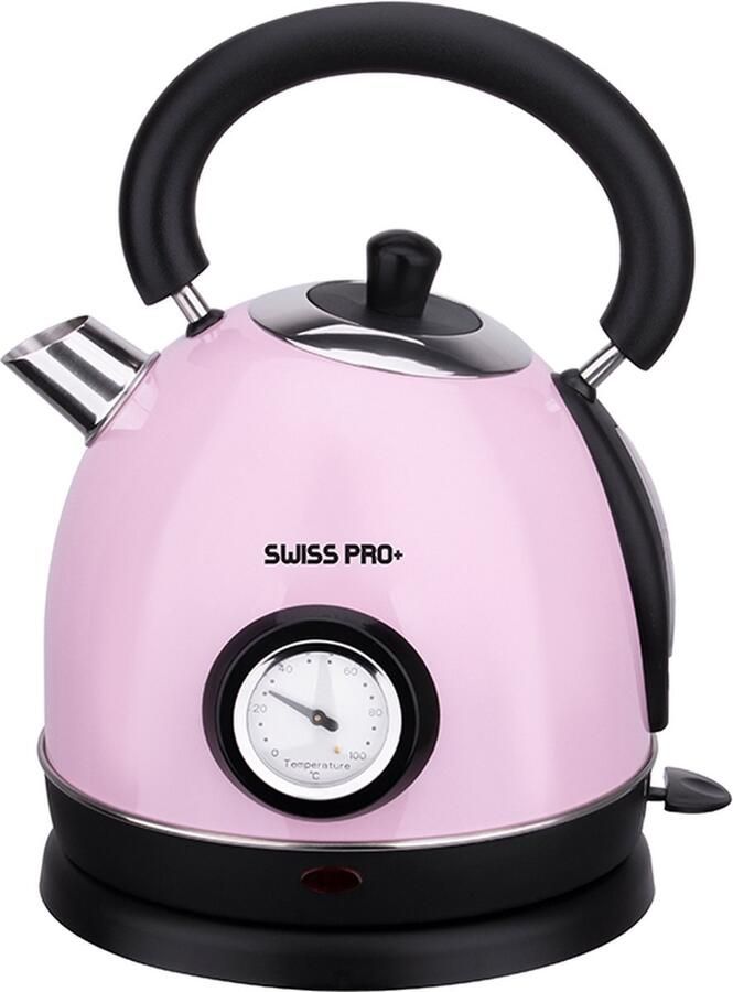 Swiss Pro+ SP-WK2200BP Retro Waterkoker 1.8 L 2200W Roze 1.8 liter