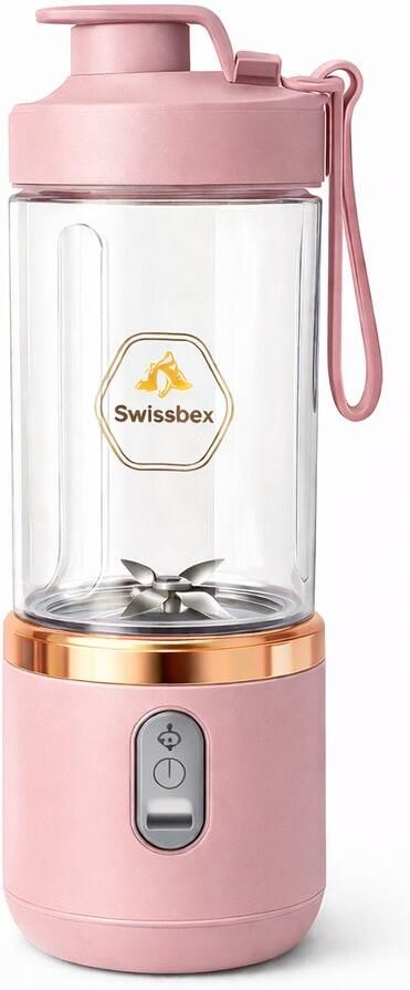 SwissBex Draagbare Mini Blender & Juicer – 400 ml – USB-C Oplaadbaar – Smoothies To Go Roze
