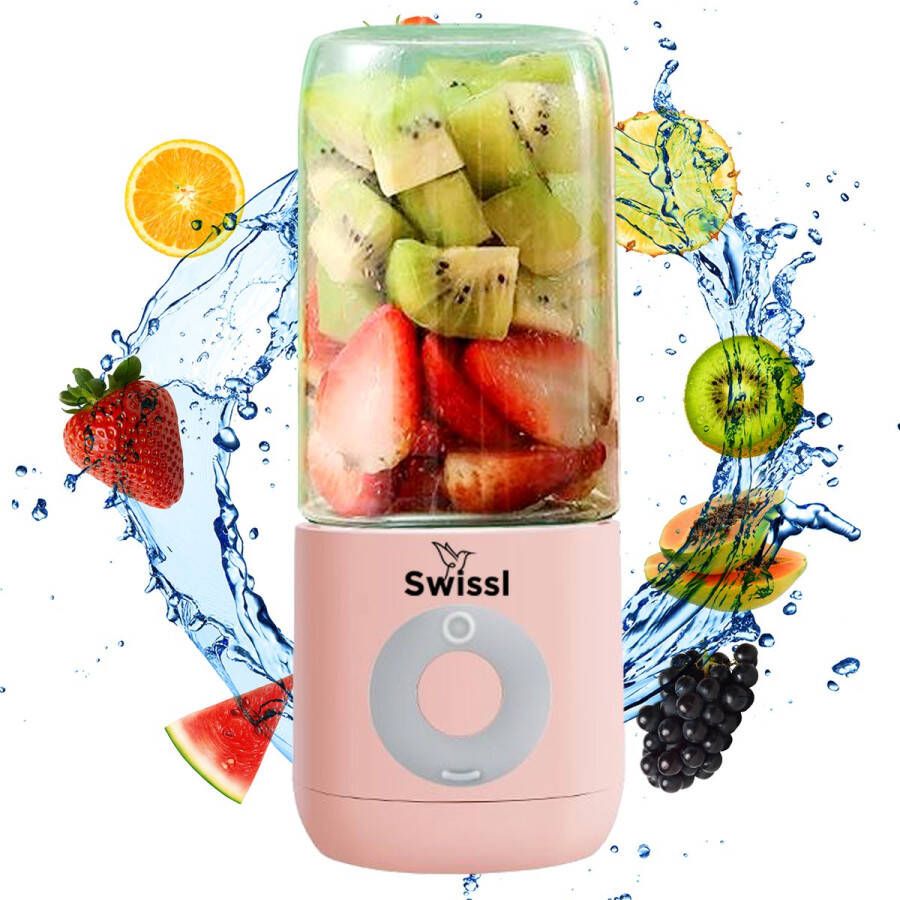 Swissl Blender To Go â€“ Draadloze Smoothie Maker Draagbare Mini Blender Portable Juicer Roze
