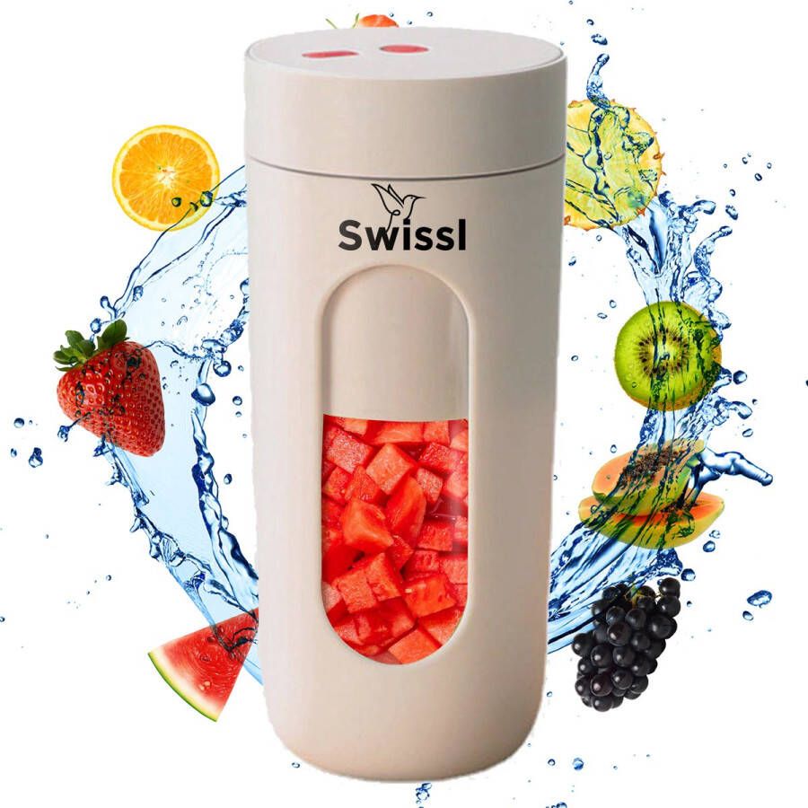 Swissl Blender To Go â€“ Draadloze Smoothie Maker Draagbare Mini Blender Portable Juicer Wit