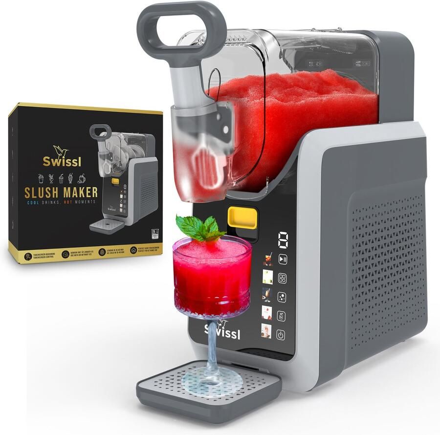 Swissl Slush Puppy Maker – Slushy Maker – Slush Puppy & Frozen Drink Machine Voor Frozen Cocktails Smoothies Milkshakes & IJskoffie – 2 Liter Compact BPA-vrij Transparante Tank – Inclusief 2 Recept-E-books