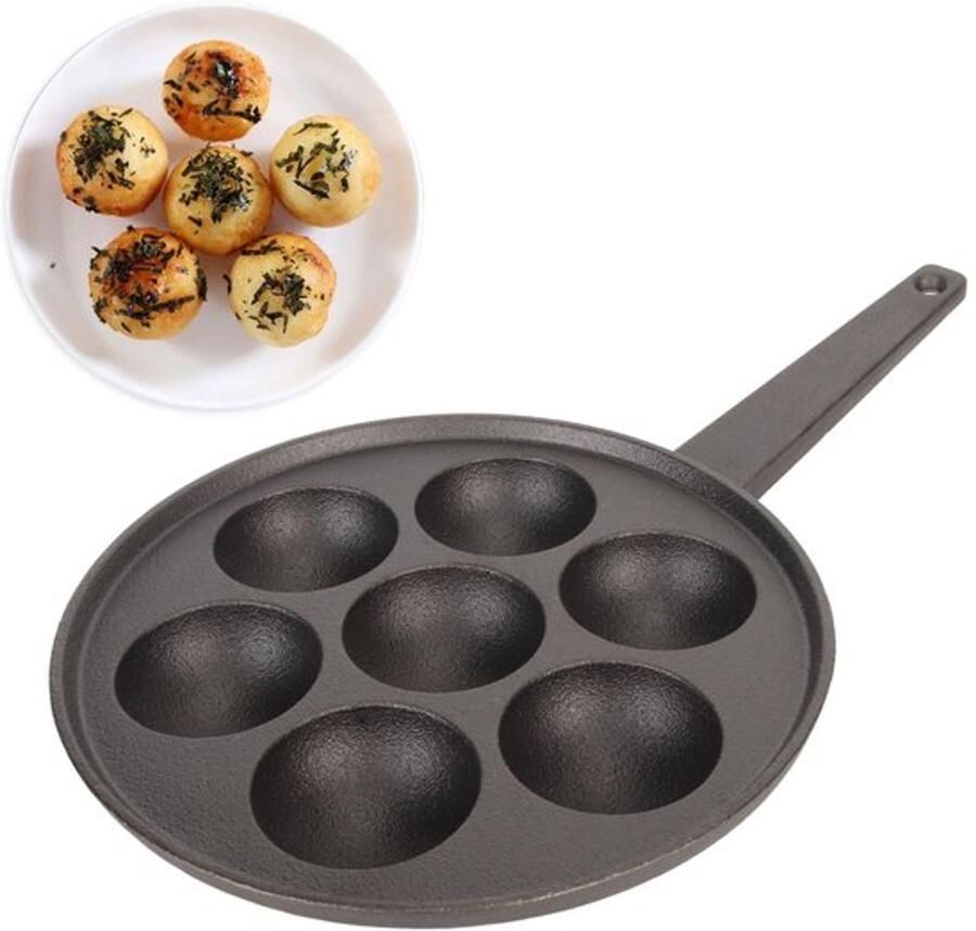 Takoyaki-pan met anti-aanbaklaag 7 gaten gietijzeren Takoyaki-maker Takoyaki-grillpan voor thuiskeuken restaurant hotel