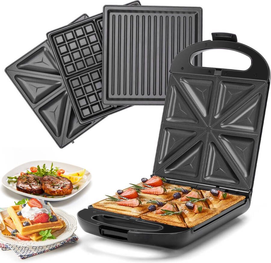 Taylor Swoden 3-in-1 Contact Grill XL-Tosti Apparaat Wafelijzer 3 Verwisselbare platen Anti aanbaklaag 1200W Bruno 30ZHG - Foto 2