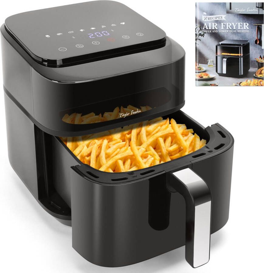 Taylor Swoden Smartheat Airfryer XXL 6 5L Met Venster Dual Heating 8 Automatische Programma's Heteluchtfriteuse Inclusief Receptenboek 1800W Zwart