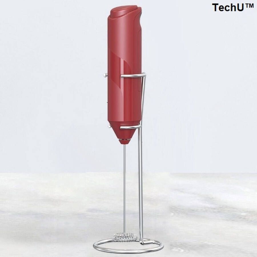 TechU™ Draadloze Melkopschuimer met Houder – Mini Staafmixer RVS – Elektrische Melkopshuimer – Werkt op Batterijen – Melk Opklopper & Roeren & Klutser – Zilver - Foto 1