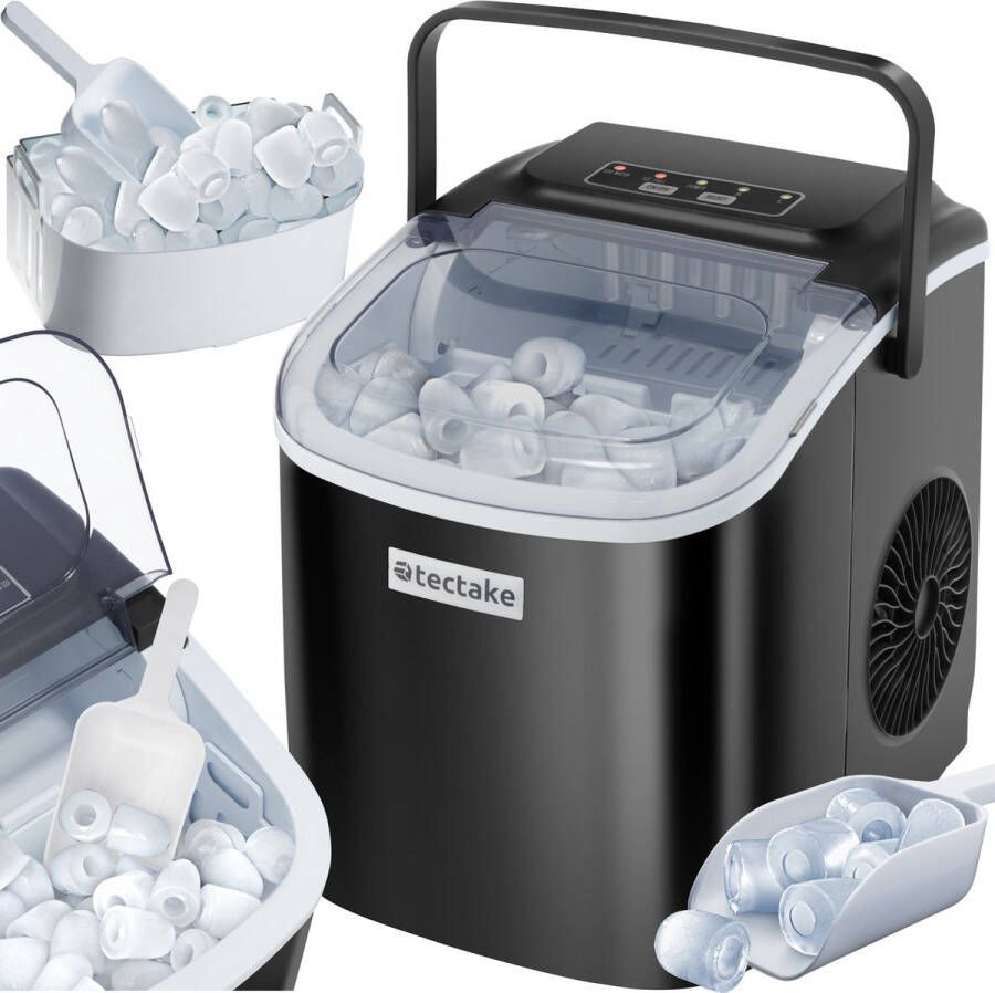 Tectake IJsblokjesmachine Arctic 1 2L 2 IJsblokjes Formaten IJsmachine Ice cube maker IJsblokjesmaker met IJsschep Zwart