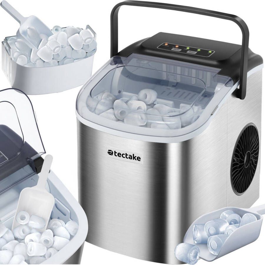 Tectake IJsblokjesmachine Arctic 1 2L 2 IJsblokjes Formaten IJsmachine Ice cube maker IJsblokjesmaker met IJsschep Zilver