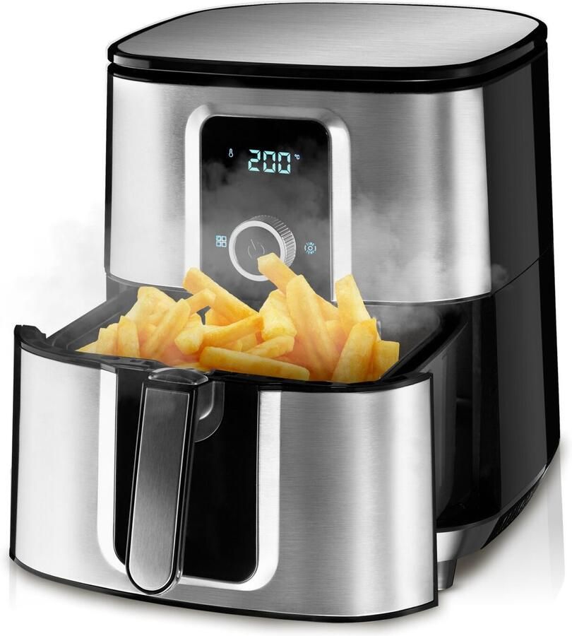 Tectake Airfryer Heteluchtfriteuse XXL 90% Minder Olie 10 2 L Inhoud Touchscreen Display 8 Programma's Vet- en Olievrij Inclusief Accessoires en Receptenboekje Zilver - Foto 2