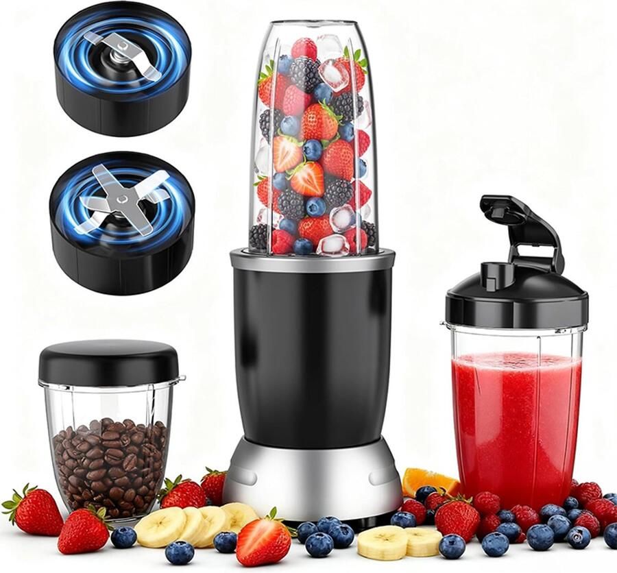 Teendow 2-in-1 Power Blender en maalapparaat 1000W-Smoothiemaker sapmaker en koffiemolen in één Voor smoothies sappen babyvoeding ijs koffiebonen noten en kruiden