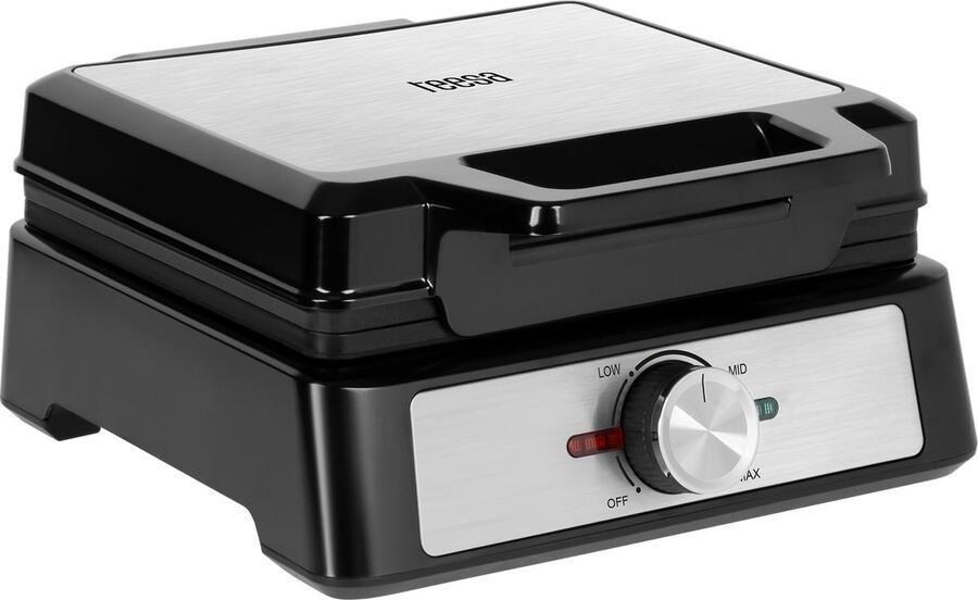Teesa TSA3237 Wafelijzer 2 wafels 1600W Regelbare Temperatuur RVS compact model