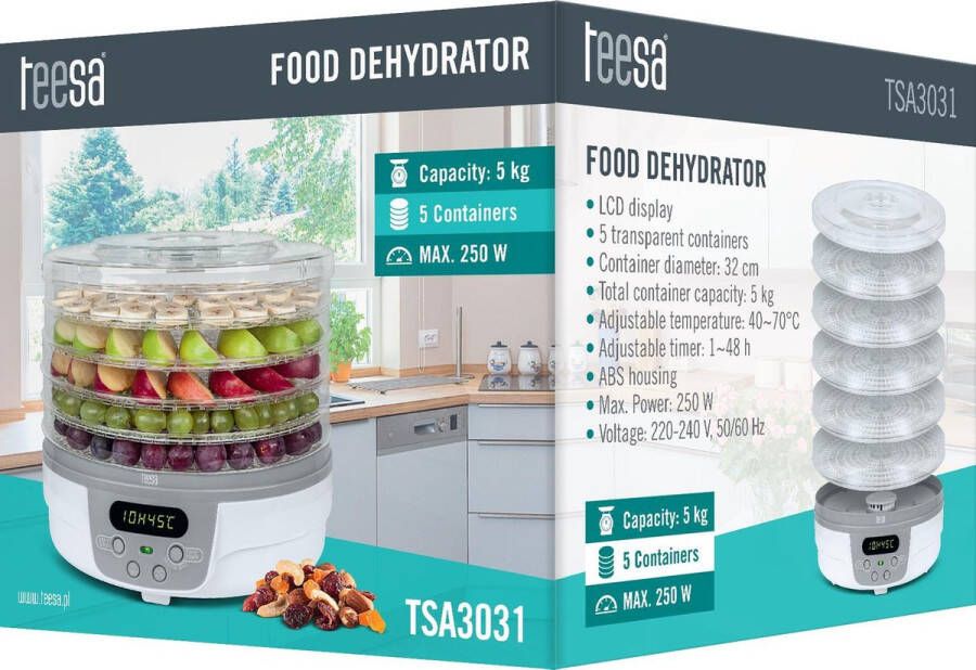 Teesa TSA3031 Voedseldroger met LCD-display 5 kg wit - Foto 1