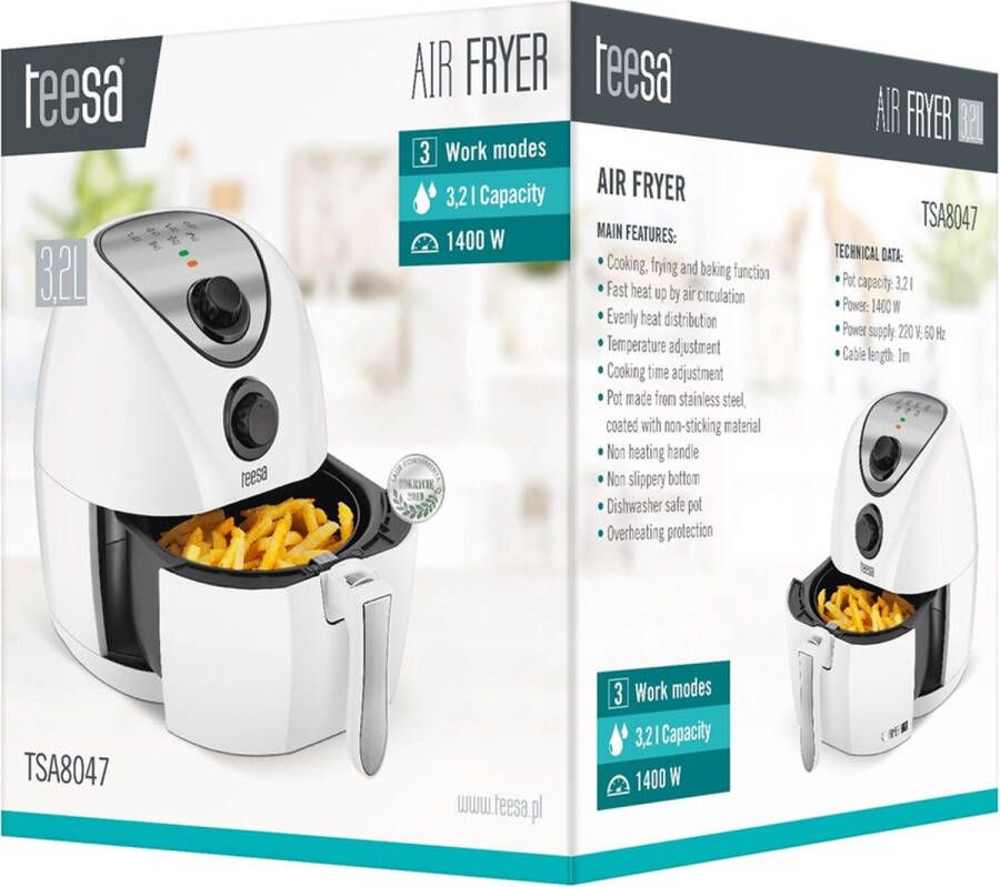 Teesa TSA8047 Airfryer 3 2 liter wit - Foto 2