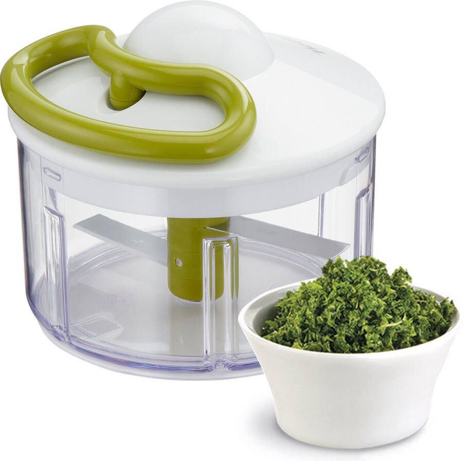Tefal Groentesnijder 5-seconden hakmolen 500ml roestvrijstalen messen antislip soft-touch handvat wit groen