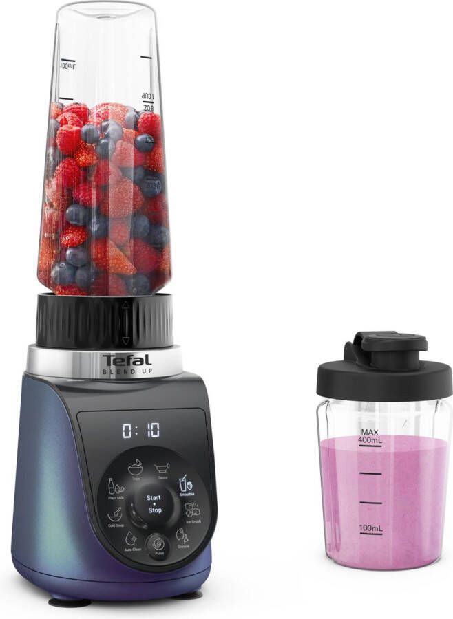 Tefal Blend Up BL19H4 Blender 400ml 700ml Tritan flessen Smoothie Maker 8 Automatische Programma's Compact 1000W