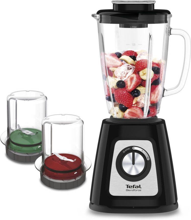 Tefal BlendForce II BL4388 Blender Glazen Kom 1.25L 800W Zwart Voor Smoothies en Soepen
