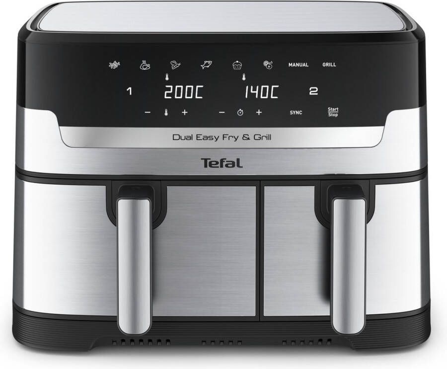 Tefal Dual Easy Fry & Grill EY905D Heteluchtfriteuse XXL RVS 2700W 8 3L