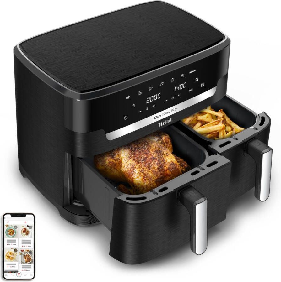 Tefal Airfryer EY9428 Dual Easy Fry XXL Heteluchtfriteuse dubbele kamer energie- & tijdbesparend EY9428