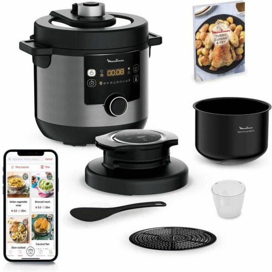 Tefal Moulinex YY4903FB Turbo Kitchen & Fry Multipper Multifunction Turbo-Crisp Cover 15 programma's drukkooking intuïtief