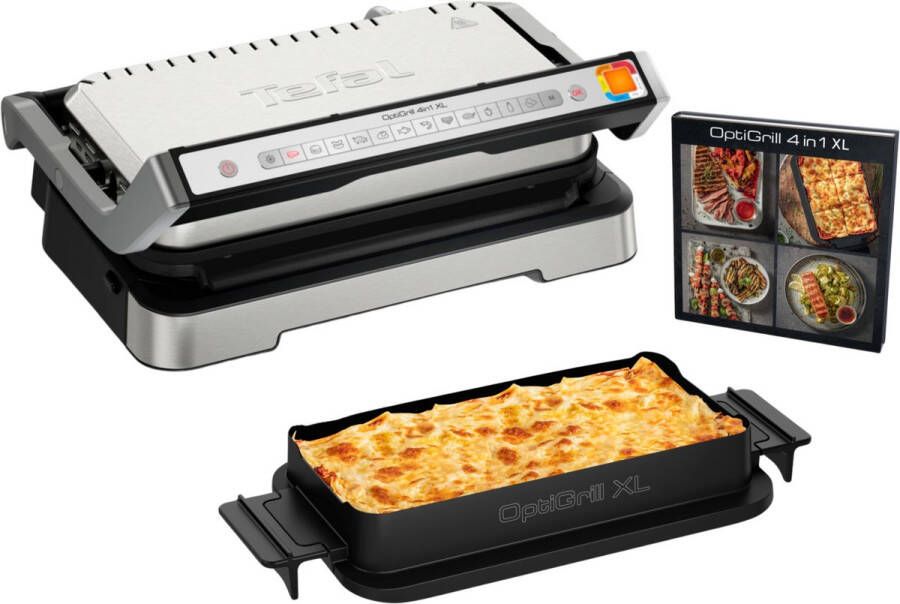 Tefal OptiGrill 4in1 XL GC784D Contactgrill Groot grilloppervlak 12 automatische kookprogramma s 2200W RVS
