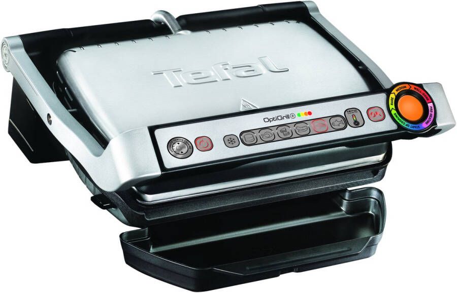 Tefal OptiGrill+ GC716D Contactgrill Inclusief wafelplaten Gaarheidsindicator 4 instelbare temperaturen Grill oppervlak 30 x 20 cm