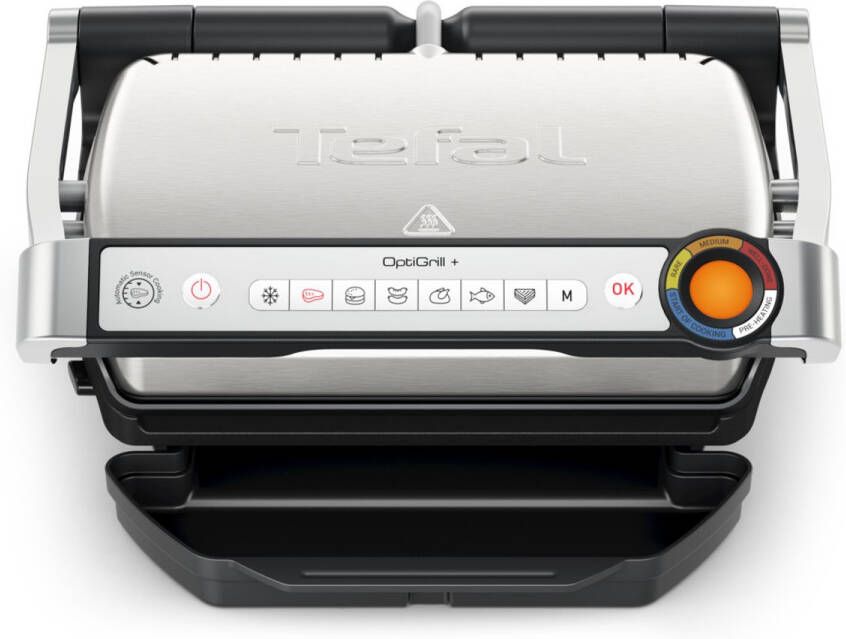 Tefal OptiGrill+ GC717D Intelligente Contactgrill 6 Automatische Programma's Gaarheidsindicator Uitneembare & vaatwasbestendige platen Makkelijk schoonmaken 2000W RVS